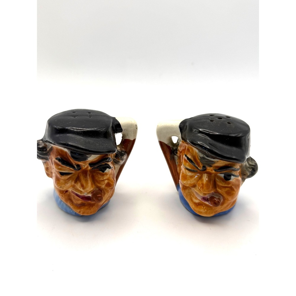 Vintage Ceramic Character Head Salt and Pepper Shakers Toby Jug Style Set